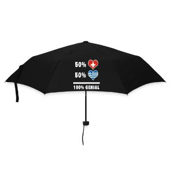Griechenland und Schweiz 100% Genial Flagge - Regenschirm (klein) - Schwarz - Vorne