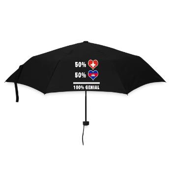 Kambodscha und Schweiz 100% Genial Flagge - Regenschirm (klein) - Schwarz - Vorne