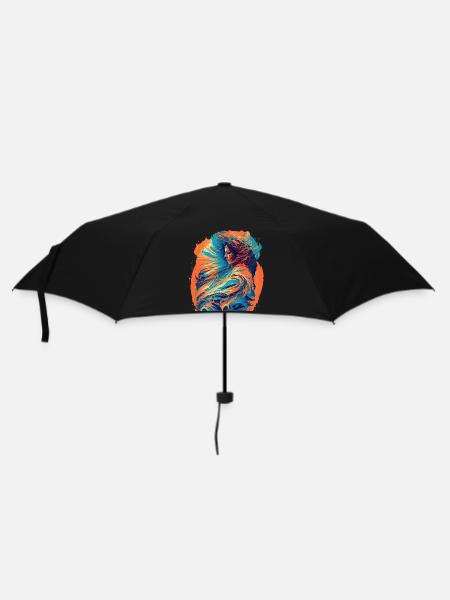 Femme avec des vagues de feu et d’eau - Parapluie standard - noir