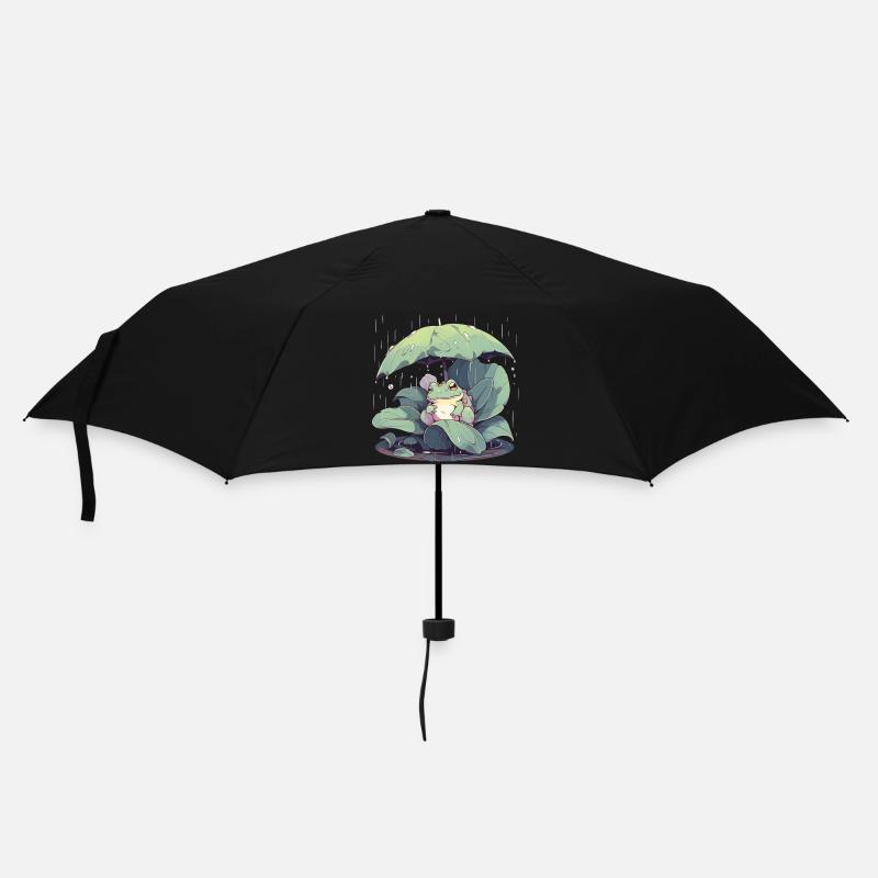 Frog under umbrella among the leaves - Umbrella (small) - black