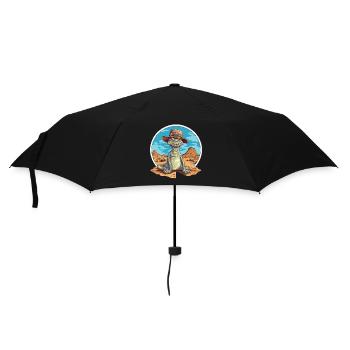Dinosaure créatif avec chapeau dans le désert - Parapluie standard - noir - Devant
