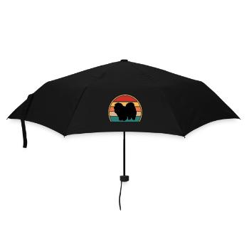 Chow Chow Hundeliebhaber Silhouette Vintage Sonnenuntergang - Regenschirm (klein) - Schwarz - Vorne