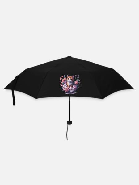 Cat Flowers - Umbrella (small) - black