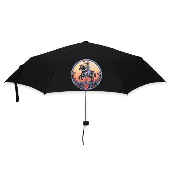 Sorbische Folklore – Reiter und Festtradition - Regenschirm (klein) - Schwarz - Vorne