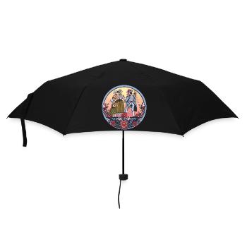 Sorbische Folklore – Tracht und Tanz - Regenschirm (klein) - Schwarz - Vorne