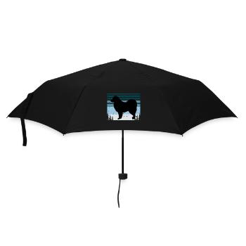 Finnischer Lapphund Hundeliebhaber Silhouette Retro Sonnenuntergang - Regenschirm (klein) - Schwarz - Vorne