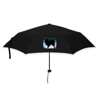 Volpino Italiano Hundeliebhaber Silhouette Retro Sonnenuntergang - Regenschirm (klein) - Schwarz - Vorne