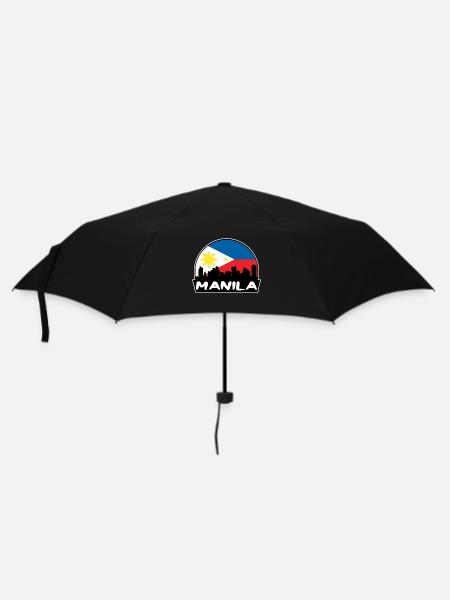 Manille Philippines Flag Skyline Silhouette Voyage - Parapluie standard - noir