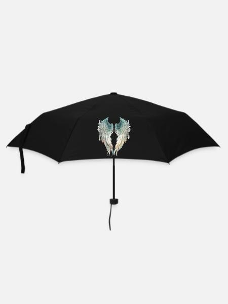 Aquarell Aquatische Engelsflügel - Regenschirm (klein) - Schwarz