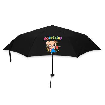 Schulkind - Einschulung 2023 - Für den Schulbeginn - Regenschirm (klein) - Schwarz - Vorne