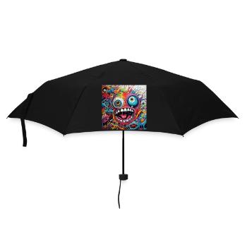 Monster Doodle 1 - Regenschirm (klein) - Schwarz - Vorne