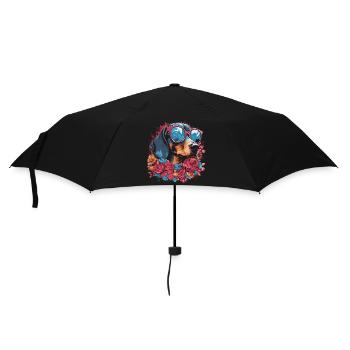 Flower dachshund - Umbrella (small) - black - Front