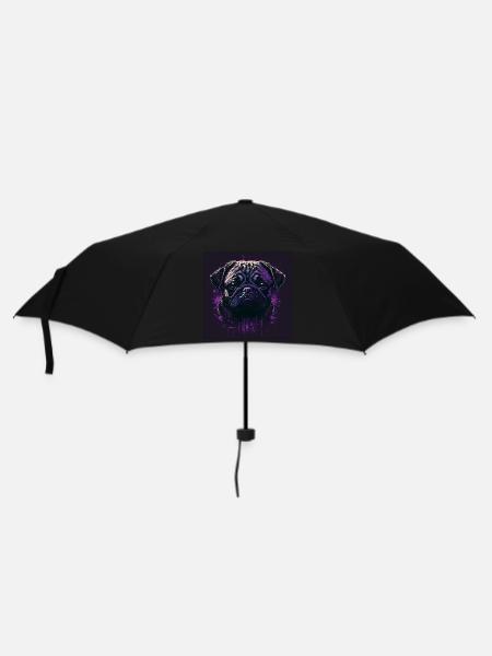 Gruselmops - Regenschirm (klein) - Schwarz