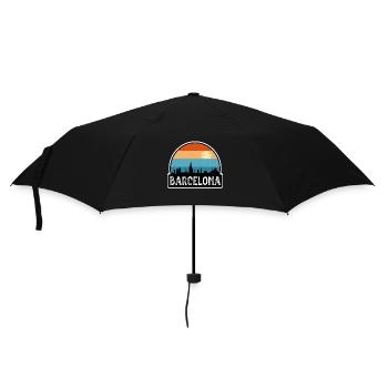 Barcelona Spain Flag Skyline Travel Souvenir - Umbrella (small) - black - Front