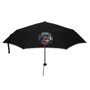 Kalifornisches Aquarellglas mit gespillter Katzenrasse - Regenschirm (klein) - Schwarz - Vorne
