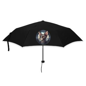 Lykoi Katzenrasse Aquarellglas - Regenschirm (klein) - Schwarz - Vorne