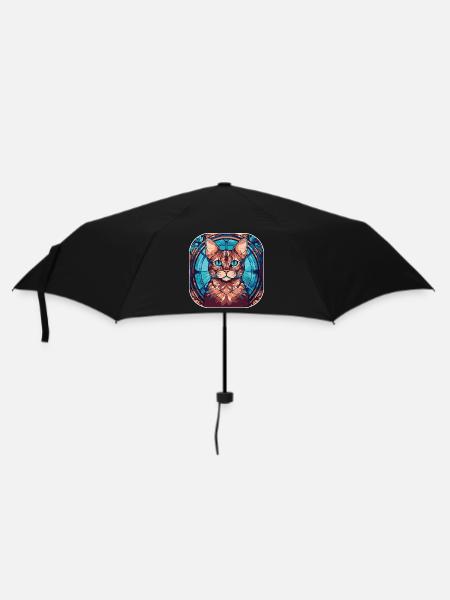 Peinture à l’aquarelle colorée de race de chat du Bengale - Parapluie standard - noir