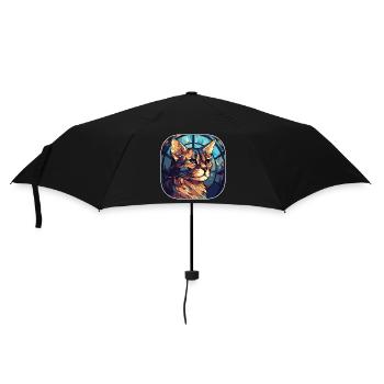 Bunte Aquarellfarbe der braunen Katzenrasse Havanna - Regenschirm (klein) - Schwarz - Vorne