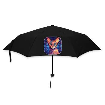 Ocicat coloré Race de chat Aquarelle Peinture - Parapluie standard - noir - Devant