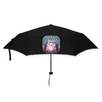 Bunte persische Katzenrasse Aquarellmalerei - Regenschirm (klein) - Schwarz - Vorne