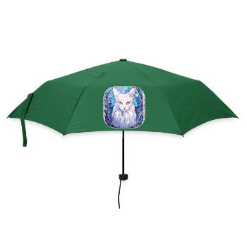 Peinture colorée à l’aquarelle de race de chat angora turc - Parapluie standard - vert bouteille - Devant