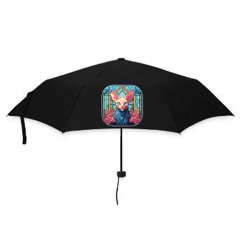 Colorful Sphynx Cat Breed Watercolor Painting - Umbrella (small) - black - Front