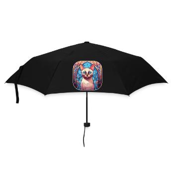 Peinture à l’aquarelle de race de chat tonkinois colorée - Parapluie standard - noir - Devant
