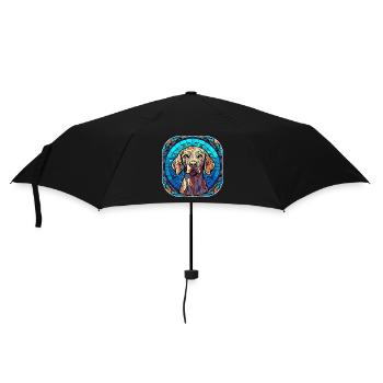 Peinture à l’aquarelle colorée de race de chien Weimaraner - Parapluie standard - noir - Devant