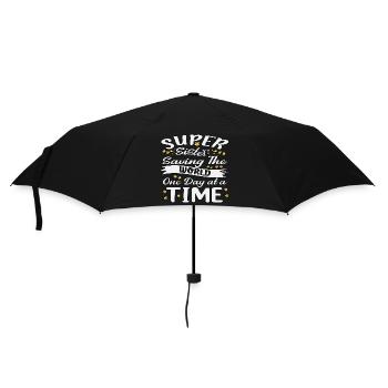 am Tag bei, Superschwester rettet die Welt - Regenschirm (klein) - Schwarz - Vorne