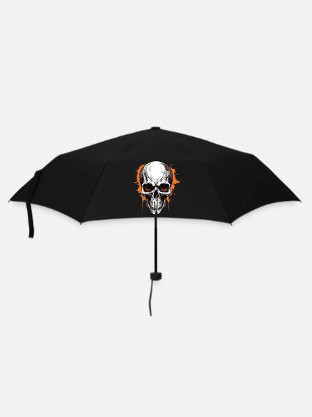 Orange Skull Splatter Gothic - Umbrella (small) - black