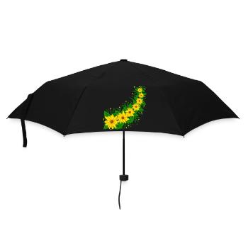 Sonnenblumen Blumenranke gelb Sonnenblumenmuster - Regenschirm (klein) - Schwarz - Vorne