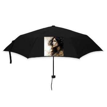 Porträt Frau 01 - Regenschirm (klein) - Schwarz - Vorne