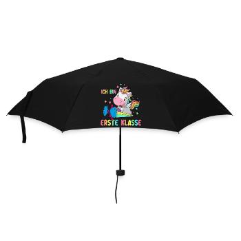 Einhorn Einschulung Schulkind Schule Zuckertüte - Regenschirm (klein) - Schwarz - Vorne
