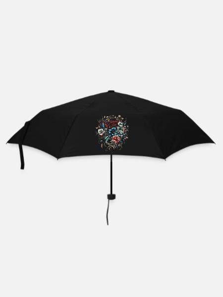 Tatouage Memento Mori avec des fleurs - Parapluie standard - noir