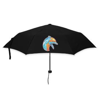 Dolphin Colorful Watercolor Animal Illustration - Umbrella (small) - black - Front