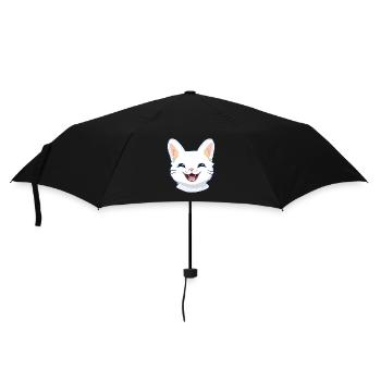 Niedliche Katze bunte Aquarell-Tierillustration - Regenschirm (klein) - Schwarz - Vorne