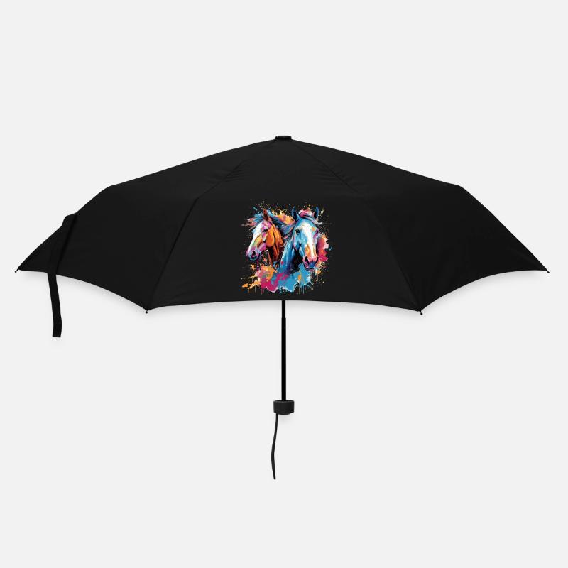 Pferde, Pferde - Regenschirm (klein) - Schwarz