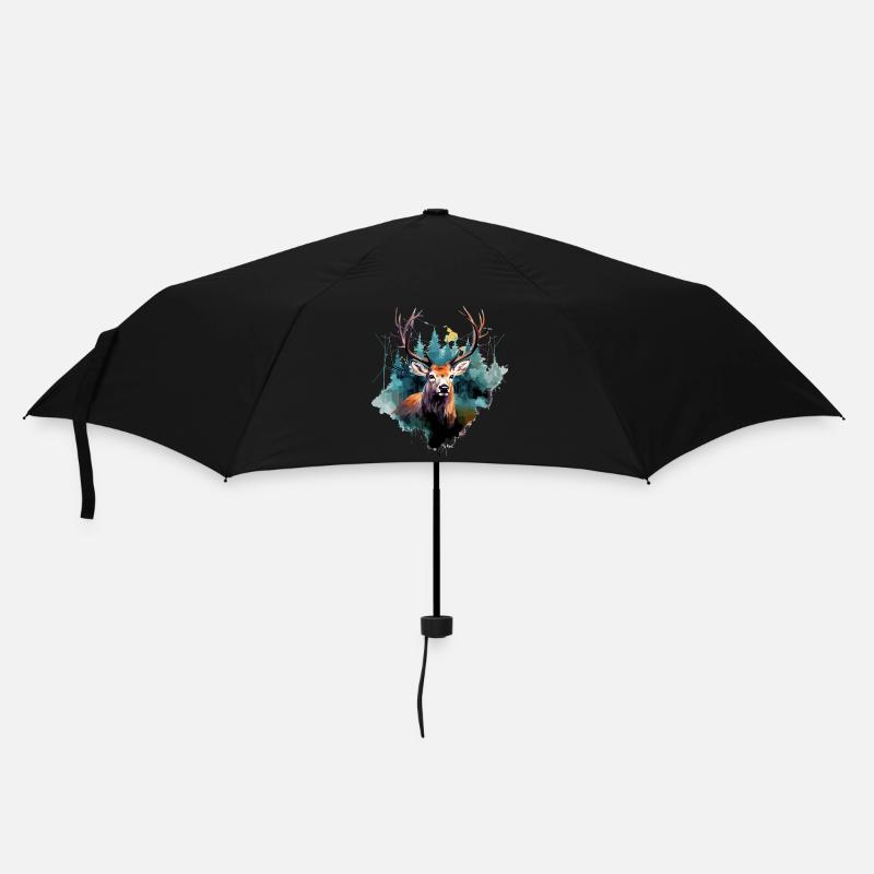 Hirsch - Regenschirm (klein) - Schwarz