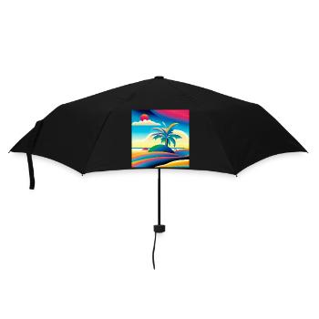 Coucher de soleil sur la plage dans le style des années 80 - Parapluie standard - noir - Devant