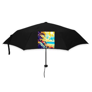 Tropical retro beach and sunshine - Umbrella (small) - black - Front