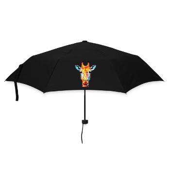 Giraffe Colorful Watercolor Animal Illustration - Umbrella (small) - black - Front
