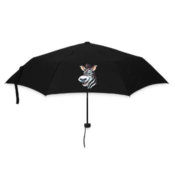 Zebra Cartoon Kawaii Watercolor Illustration - Umbrella (small) - black - Front