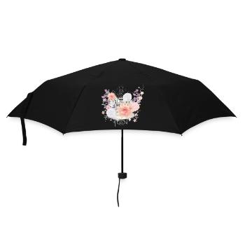 Komposition aus Seerosen und Hortensien Blüten - Regenschirm (klein) - Schwarz - Vorne