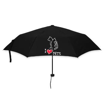 Cat I Love Pets Dog Statement Animals - Umbrella (small) - black - Front