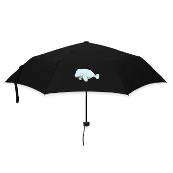Dugong Cartoon Kawaii Watercolor Illustration - Umbrella (small) - black - Front