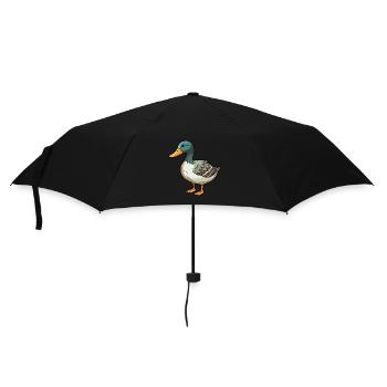 Mallard Cartoon Kawaii Watercolor Illustration - Umbrella (small) - black - Front
