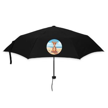 Antilopenkarikatur Yoga Strand Sommer Illustration - Regenschirm (klein) - Schwarz - Vorne