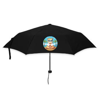 Chat Cartoon Yoga Beach Illustration d’été - Parapluie standard - noir - Devant