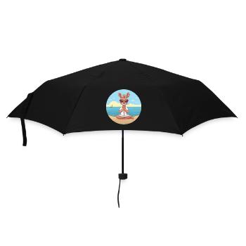 Deer Cartoon Yoga Beach Summer Illustration - Umbrella (small) - black - Front