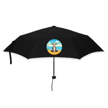 Cow Cartoon Yoga Beach Summer Illustration - Umbrella (small) - black - Front